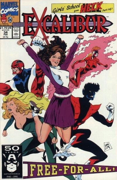 Excalibur, Vol. 1 Girls' School From Heck, Part 3: School Spirit (Or Cheerleaders From Heck) |  Issue#34A | Year:1991 | Series: Excalibur | Pub: Marvel Comics | Direct Edition