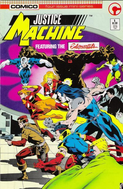 Justice Machine featuring the Elementals Chapter One: The Darkforce Affair |  Issue#1A | Year:1986 | Series: Justice Machine | Pub: Comico | Direct Edition