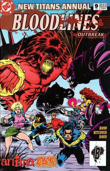 New Titans Annual Bloodlines - Bloodlines: Outbreak, The Red Hand Blues |  Issue#9 | Year:1993 | Series: Teen Titans | Pub: DC Comics |