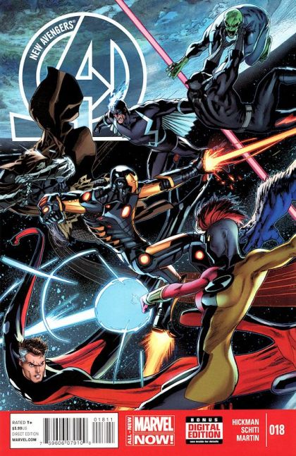 New Avengers, Vol. 3 "Into the Breach" |  Issue#18A | Year:2014 | Series: Avengers | Pub: Marvel Comics | Regular Dustin Weaver Cover