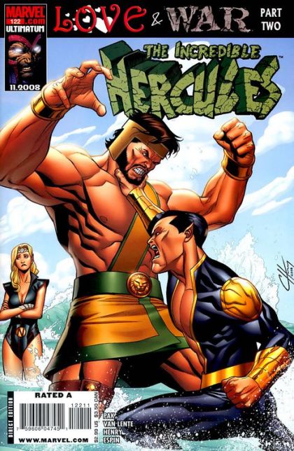 Incredible Hercules Love & War, Part Two: Bullets and Bracelets |  Issue#122A | Year:2008 | Series: Hercules | Pub: Marvel Comics | Regular Clayton Henry Cover