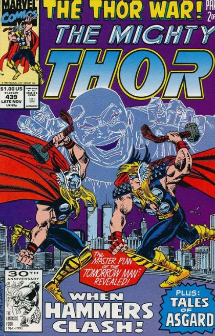 Thor, Vol. 1 Thor War, Part 2: When Hammers Clash |  Issue#439A | Year:1991 | Series: Thor | Pub: Marvel Comics | Direct Edition