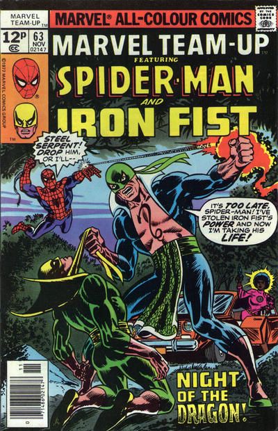 Marvel Team-Up, Vol. 1 Spider-Man and Iron Fist: Night of the Dragon |  Issue#63C | Year:1977 | Series: Marvel Team-Up | Pub: Marvel Comics | UK Price Variant