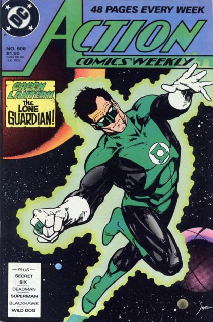 Action Comics, Vol. 1 Where the Heck is Green Lantern? / Moral Stand, Part 8: Winged Dog / Blind Impulse / Questions and Mysteries / Gala Reception / Another Fine War, Part 8 |  Issue#608 | Year:1988 | Series:  | Pub: DC Comics |