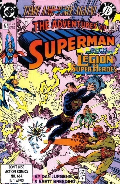 The Adventures of Superman Time and Time Again - Death Rekindled |  Issue#477A | Year:1991 | Series: Superman | Pub: DC Comics | Direct Edition