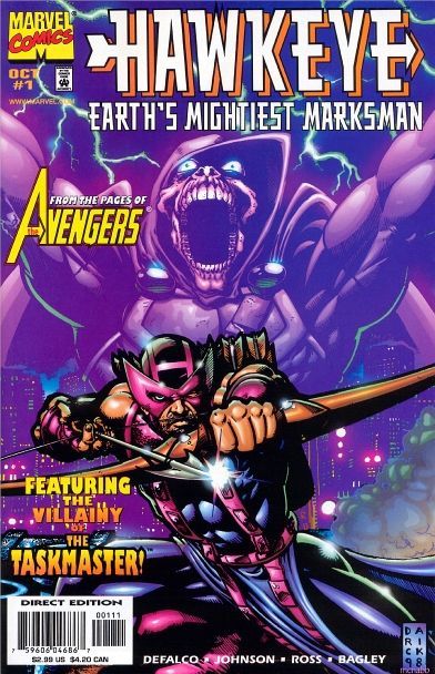 Hawkeye: Earth's Mightiest Marksman Battered by Batroc / Assauted By Oddball! / Trounced By Taskmaster! |  Issue#1 | Year:1998 | Series: Hawkeye | Pub: Marvel Comics | Gatefold Cover