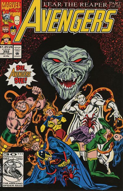 The Avengers, Vol. 1 Fear the Reaper, Part 1: Son Of Darkness |  Issue#352A | Year:1992 | Series: Avengers | Pub: Marvel Comics | Direct Edition