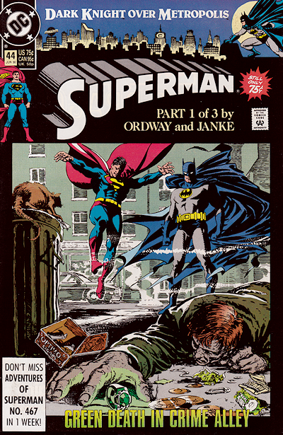 Superman, Vol. 2 Dark Knight Over Metropolis - Dark Knight Over Metropolis, Green Death in Crime Alley |  Issue#44A | Year:1990 | Series: Superman | Pub: DC Comics | Direct Edition