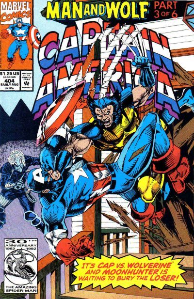 Captain America, Vol. 1 Man and Wolf, Part 3: Children of the Night; Diamondback: Real World |  Issue#404A | Year:1992 | Series: Captain America | Pub: Marvel Comics | Direct Edition