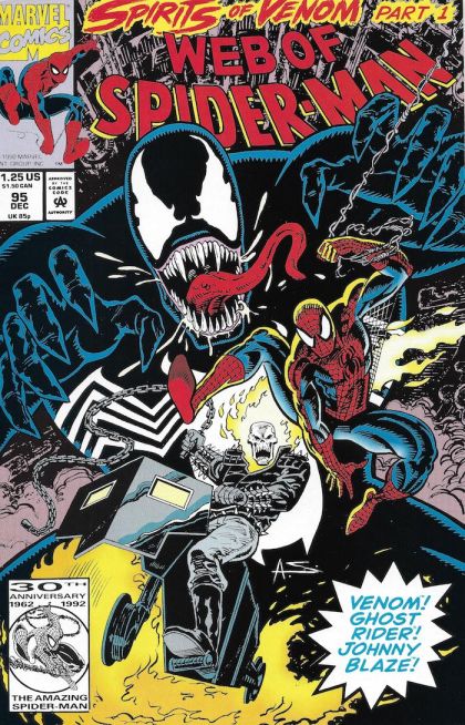 Web of Spider-Man, Vol. 1 Spirits of Venom - Spirit Of Venom, Part 1: Storm Shadows |  Issue#95A | Year:1992 | Series: Spider-Man | Pub: Marvel Comics | Direct Edition