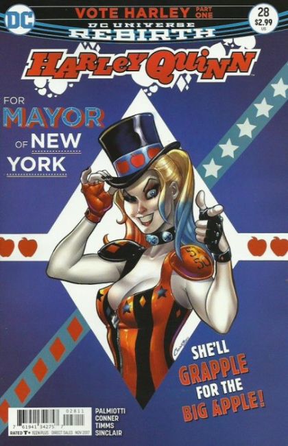 Harley Quinn, Vol. 3 Vote Harley, Junk In The Trunk |  Issue#28A | Year:2017 | Series:  | Pub: DC Comics | Regular Amanda Conner Cover