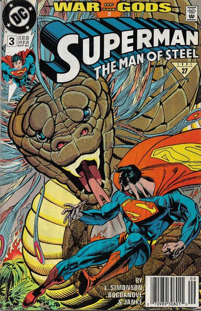 Superman: The Man of Steel War of the Gods - Part 3 |  Issue#3B | Year:1991 | Series: Superman | Pub: DC Comics | Newsstand Edition