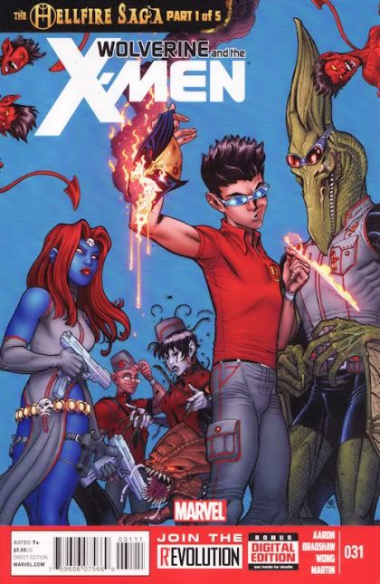 Wolverine & the X-Men, Vol. 1 The Hellfire Saga, Part One |  Issue#31A | Year:2013 | Series: X-Men | Pub: Marvel Comics | Regular Nick Bradshaw Cover