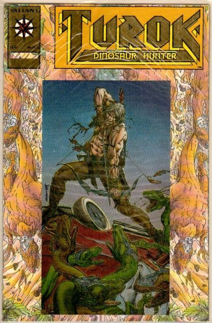 Turok: Dinosaur Hunter, Vol. 1 Cold Blood Blazing |  Issue#1B | Year:1993 | Series:  | Pub: Valiant Entertainment | Cvr B Gold Cover Var Sears