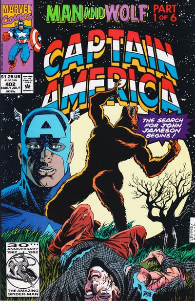 Captain America, Vol. 1 Man and Wolf, Part 1: The Prowling; Diamonback: The Pit and the Pitiful |  Issue#402A | Year:1992 | Series: Captain America | Pub: Marvel Comics | Direct Edition