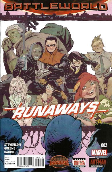 Runaways, Vol. 4 Secret Wars: Battleworld - Doomed Youth, Part Two |  Issue#2A | Year:2015 | Series:  | Pub: Marvel Comics | Regular Sanford Greene Cover