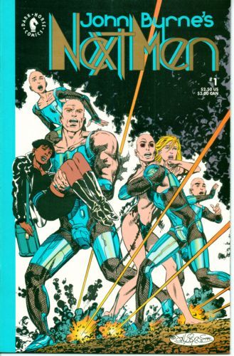 John Byrne's Next Men Breakout |  Issue#1B | Year:1992 | Series: John Byrne's Next Men | Pub: Dark Horse Comics | 2nd Printing Variant Cover