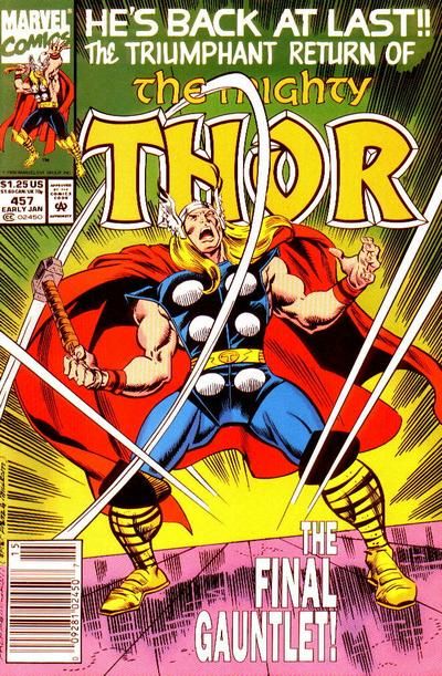 Thor, Vol. 1 Final Gauntlet; To Love No More |  Issue#457B | Year:1992 | Series: Thor | Pub: Marvel Comics | Newsstand Edition