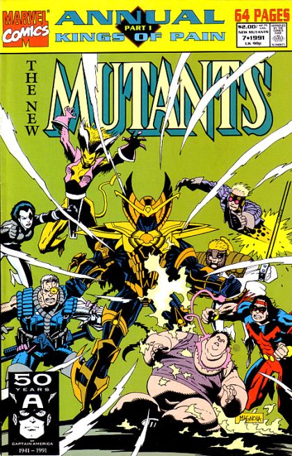 New Mutants, Vol. 1 Annual Kings of Pain - Part 1: Pawns Of Senescence / The Killing Stroke Part 1: The First Cut / Close Encounters of the Mutant Kind / New Mutants Origin Chart |  Issue#7A | Year:1991 | Series: New Mutants | Pub: Marvel Comics |