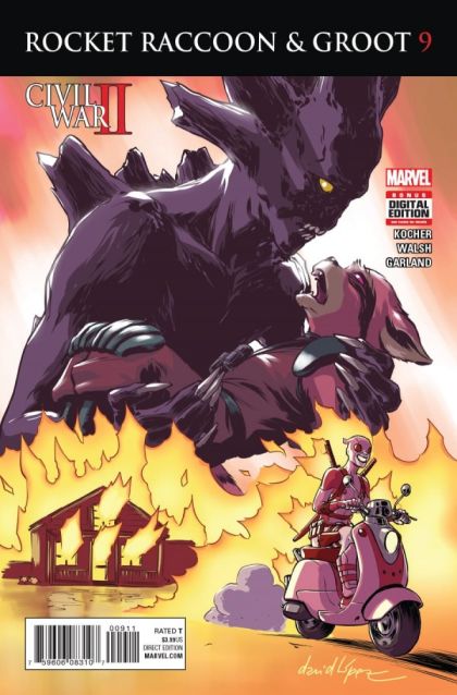Rocket Raccoon and Groot, Vol. 1 Civil War II - Bad Southern Pun Trilogy, Part Two |  Issue#9 | Year:2016 | Series: Guardians of the Galaxy | Pub: Marvel Comics | David Lopez Regular Cover