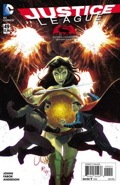Justice League, Vol. 1 Darkseid War, Chapter 9: Power Mad |  Issue#49B | Year:2016 | Series: Justice League | Pub: DC Comics | Batman v Superman Variant Cover