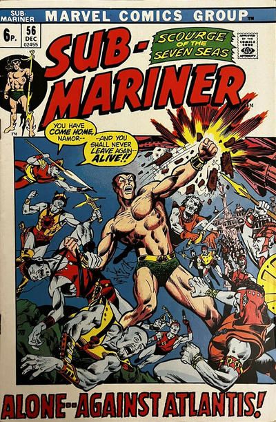 Sub-Mariner, Vol. 1 Atlantis, Mon Amour |  Issue#56B | Year:1972 | Series: Sub-Mariner | Pub: Marvel Comics | UK Price Variant