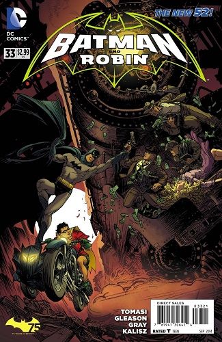 Batman and Robin, Vol. 2 Robin Rises, Cold Justice |  Issue#33B | Year:2014 | Series: Batman | Pub: DC Comics | Batman 75th Cover