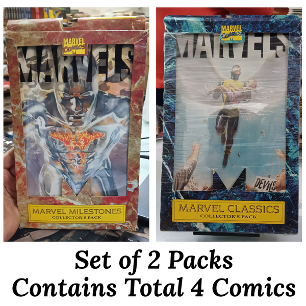 Marvel Milestones Collector's Pack | 2 Packs | Total 4 Comics Inside | Outside Box is Little Worn