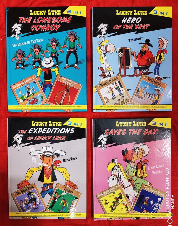 (24 Stories) Lucky Luke Hero of the West | Set of 8 Books (3 Books in 1) | Hardcover Graphic Novels | 3 in 1 Editions