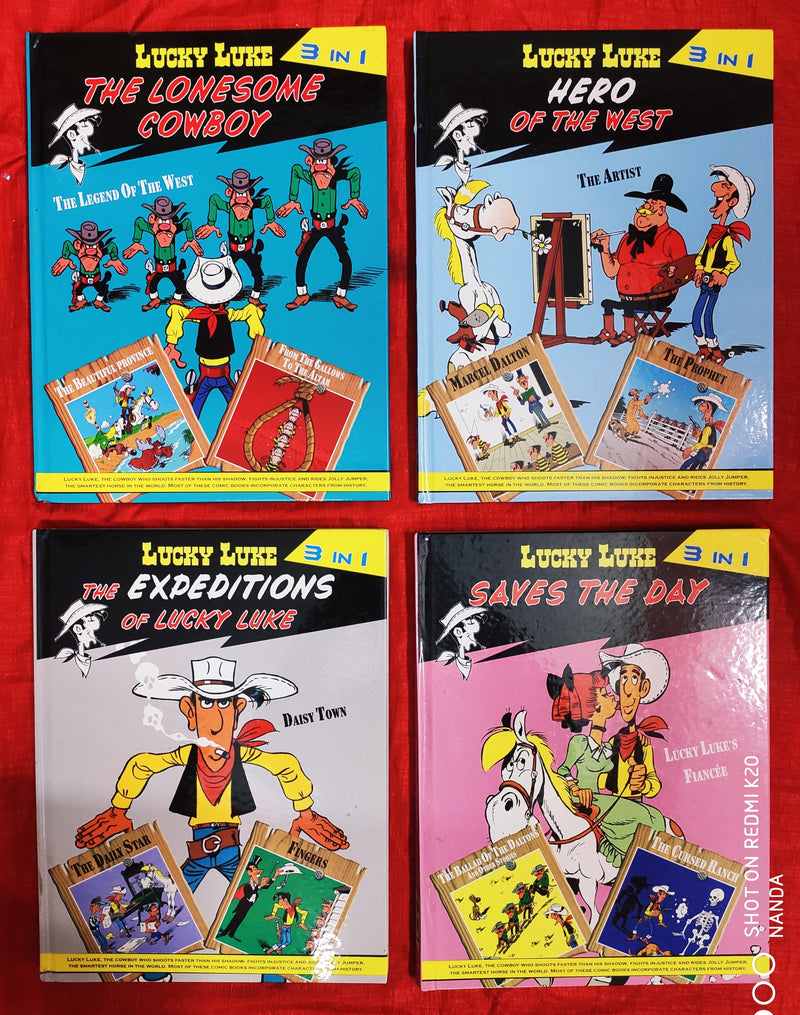(24 Stories) Lucky Luke Hero of the West | Set of 8 Books (3 Books in 1) | Hardcover Graphic Novels | 3 in 1 Editions