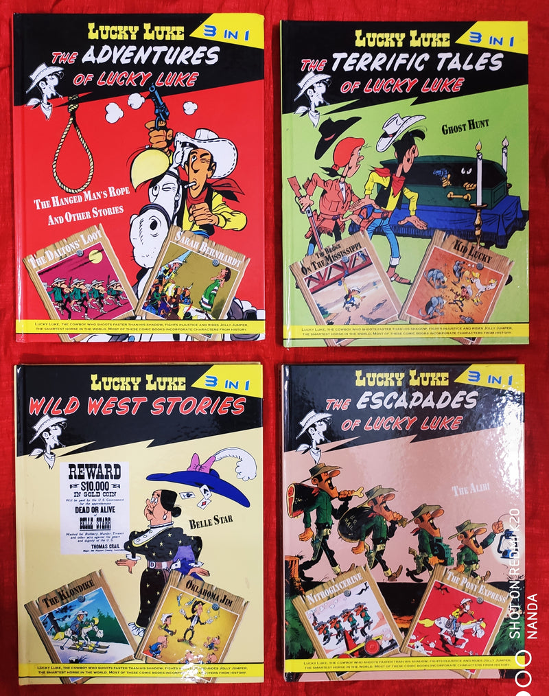 (24 Stories) Lucky Luke Hero of the West | Set of 8 Books (3 Books in 1) | Hardcover Graphic Novels | 3 in 1 Editions