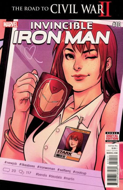 Invincible Iron Man, Vol. 2  |  Issue#10A | Year:2016 | Series: Iron Man |  Mike Deodato Jr. Regular Cover