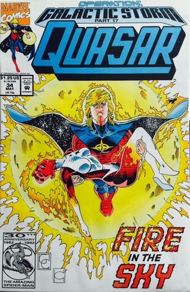 Quasar Operation: Galactic Storm - Part 17: The Scorched Sun |  Issue#34A | Year:1992 | Series: Quasar | Pub: Marvel Comics