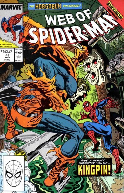 Web of Spider-Man, Vol. 1 Inferno - Eyes of the Demon |  Issue#48A | Year:1988 | Series: Spider-Man | Pub: Marvel Comics