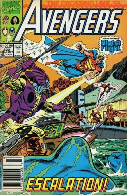 (Damaged Comic Readable/Acceptable Condtion)  The Avengers, Vol. 1 The Crossing Line, Part 4: Bombs Away!; The Avengers Crew: Into the Fire |  Issue#322B | Year:1990 | Series: Avengers | Pub: Marvel Comics