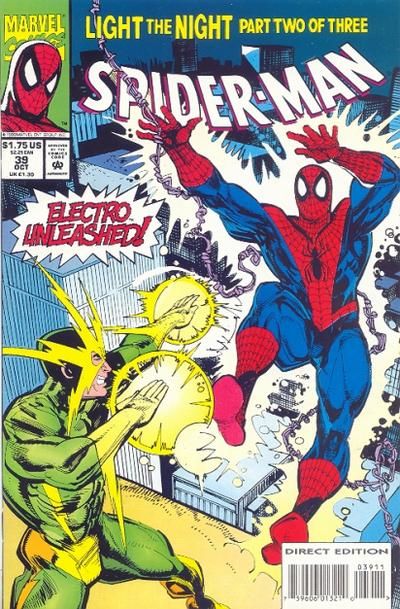 Spider-Man, Vol. 1 Light The Night, Part 2 |  Issue#39A | Year:1993 | Series: Spider-Man | Pub: Marvel Comics | Direct Edition