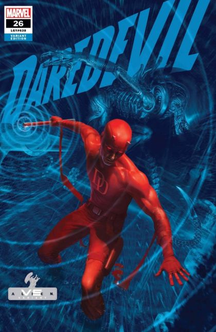 Daredevil, Vol. 6  |  Issue#26B | Year:2021 | Series: Daredevil | Pub: Marvel Comics | Variant Rahzzah Marvel vs Alien Cover