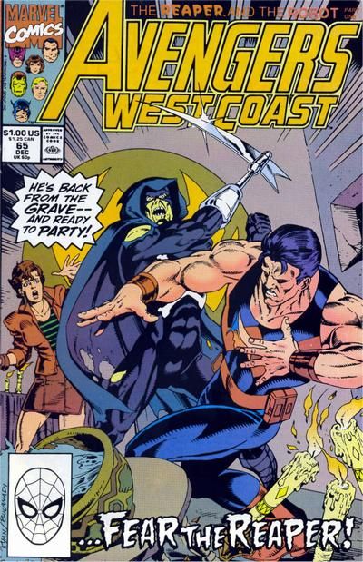 The West Coast Avengers, Vol. 2 The Reaper and the Robot, Part 1: "Whatsoever a Man Soweth..." |  Issue#65A | Year:1990 | Series:  |