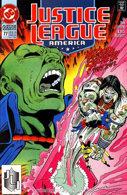 Justice League / International / America Blood Secrets, Blood Secrets, pt 2 |  Issue#77A | Year:1993 | Series: Justice League | Pub: DC Comics