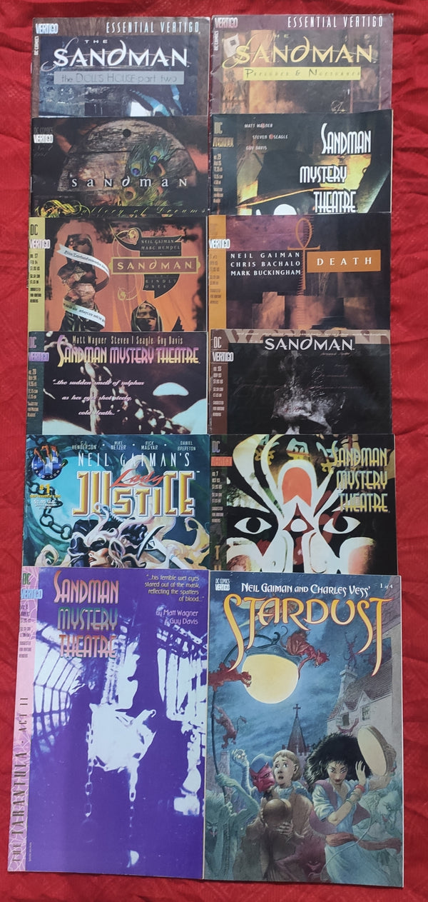 Neil Gaiman Comics |10 Sandman, 1 Stardust, 1 Lady Justice | Pack of 12 Books