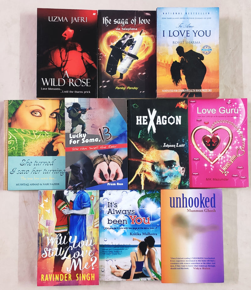 Indian Author Love & Romance Stories | Set of 10 Books | Condition: Like New | Free Bookmarks