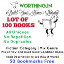 Lot of 100 Books of Fiction Category | Mixed Genre | Free Shipping and Free 50 Bookmarks | Build Your Home Library