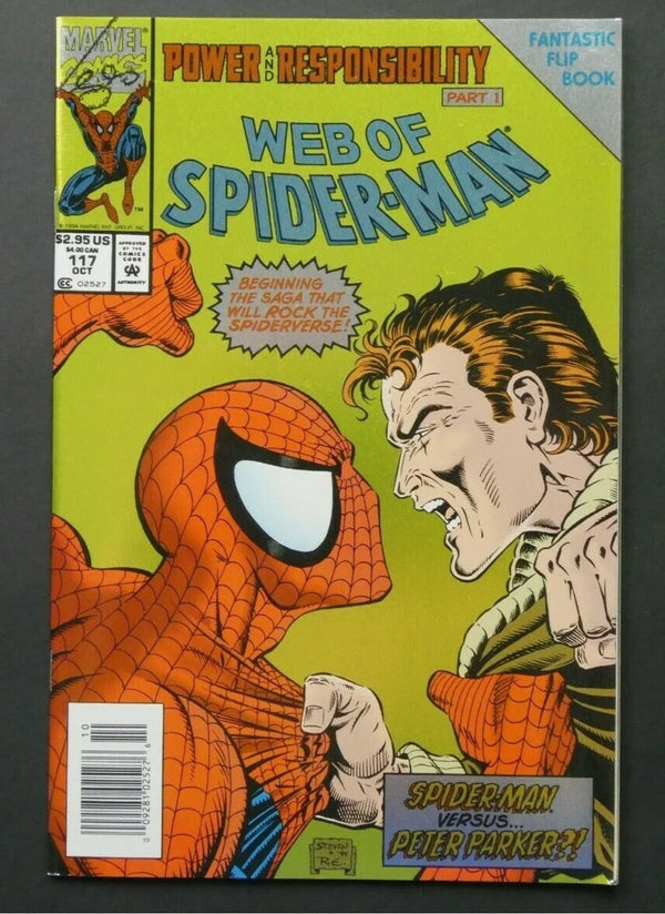 Web of Spider-Man, Vol. 1 Fantastic Flip & Foil Cover| Power & Responsibility Part 1 |  Issue#117 | Year:1994 | Series: Spider-Man | Pub: Marvel Comics