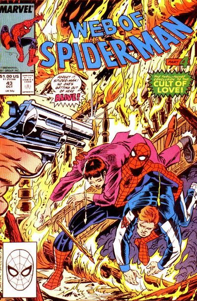 Web of Spider-Man, Vol. 1 Cult Of Love, Part 4: Autodafe Or... Nobody Expects The Spanish Inquisition |  Issue#43A | Year:1988 | Series: Spider-Man | Pub: Marvel Comics |