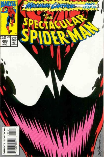 The Spectacular Spider-Man, Vol. 1 Maximum Carnage - Maximum Carnage, Part 13: War of the Heart |  Issue#203A | Year:1993 | Series: Spider-Man | Pub: Marvel Comics