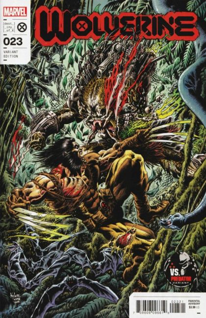 Wolverine, Vol. 7 Old Haunts |  Issue#23B | Year:2022 | Series: Wolverine | Pub: Marvel Comics | Kyle Hotz Predator Cover