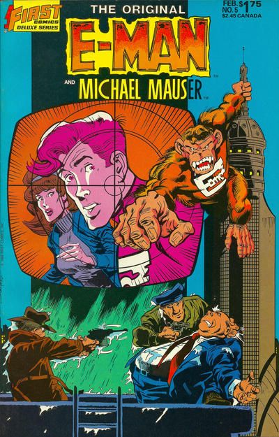 Original E-Man and Micheal Mauser TV Man |  Issue#5 | Year:1985 | Series:  | Pub: First Comics |