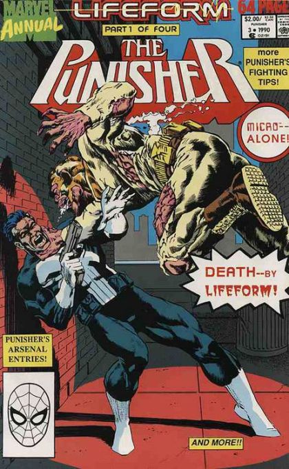 The Punisher, Vol. 2 Annual Lifeform - Part 1: The Programma Strain / Punisher's Fighting Techniques / Punisher's Arsenal Entries / Forewarned Or Foretold? / Philanthropy |  Issue#3A | Year:1990 | Series: Punisher |