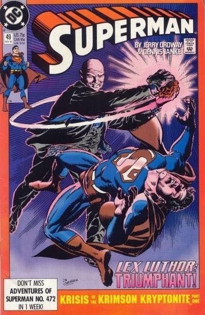 Superman, Vol. 2 Krisis of the Krimson Kryptonite - Krisis of the Krimson Kryptonite part 1 |  Issue#49A | Year:1990 | Series: Superman | Pub: DC Comics