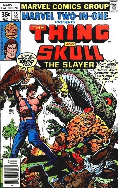 (Damaged Comic Readable/Acceptable Condtion)  Marvel Two-In-One, Vol. 1 Enter: Skull The Slayer And Exit: The Thing |  Issue#35A | Year:1977 | Series: Marvel Two-In-One | Pub: Marvel Comics
